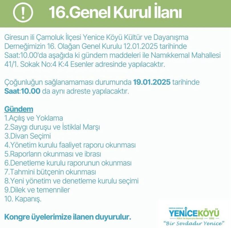 Yenice Kültür ve Dayanışma Derneği
